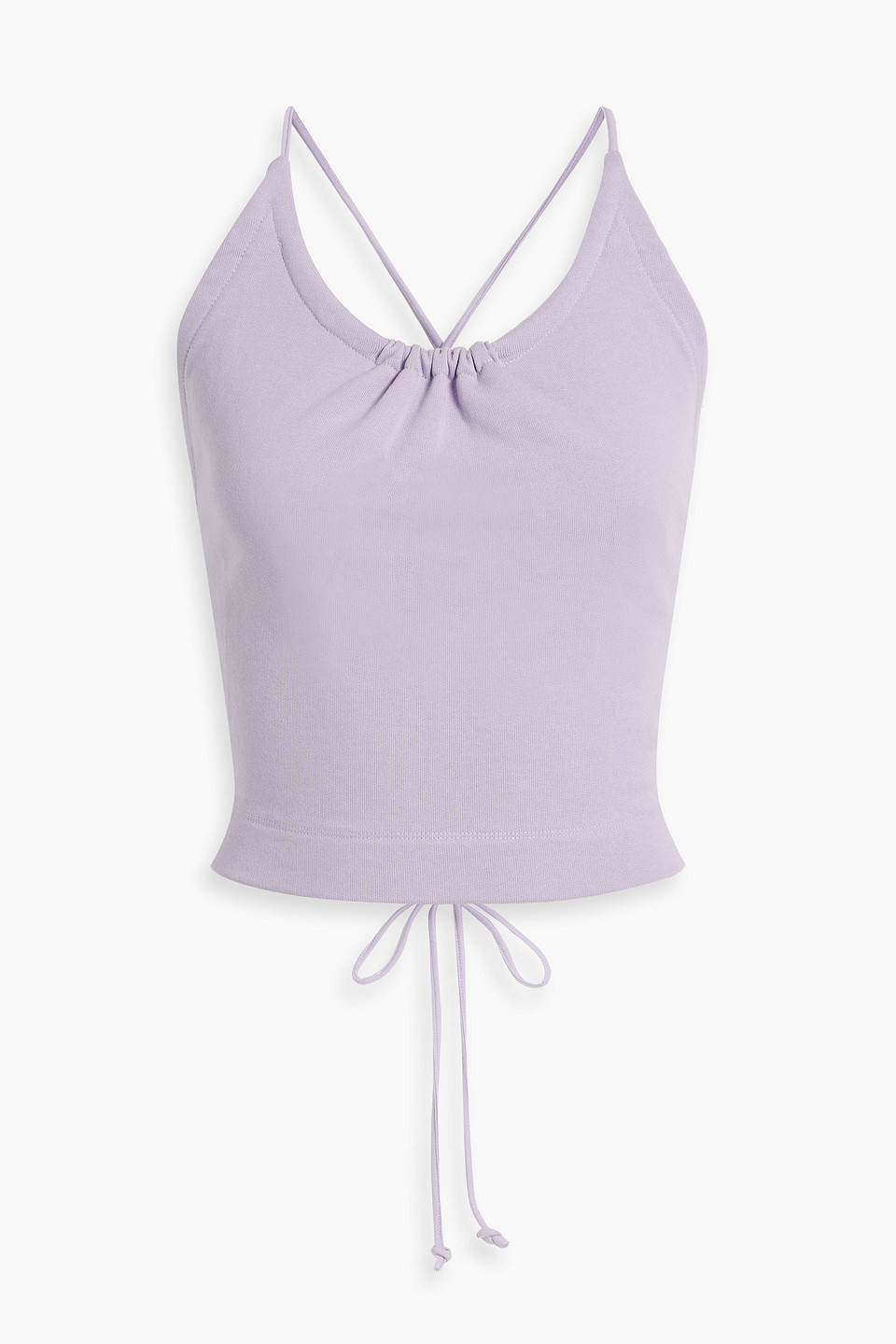 Dries Van Noten Tie-detailed Cotton-jersey Top In Lilac