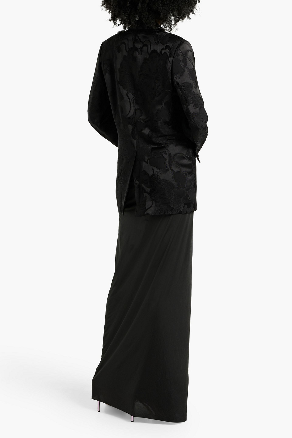 Shop Dries Van Noten Satin Maxi Wrap Skirt In Black