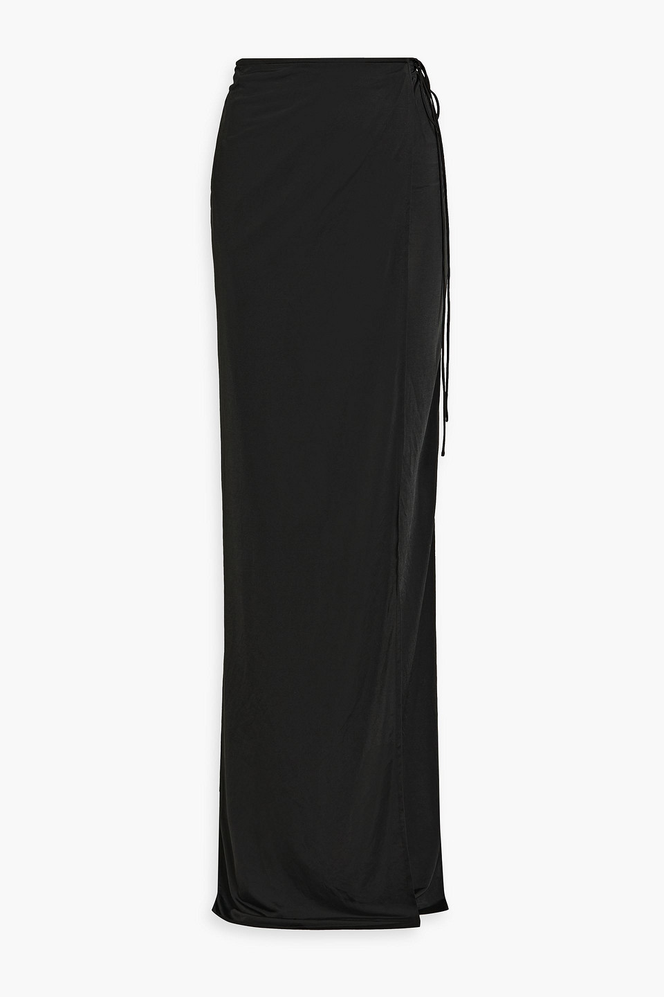 Dries Van Noten Satin Maxi Wrap Skirt In Black