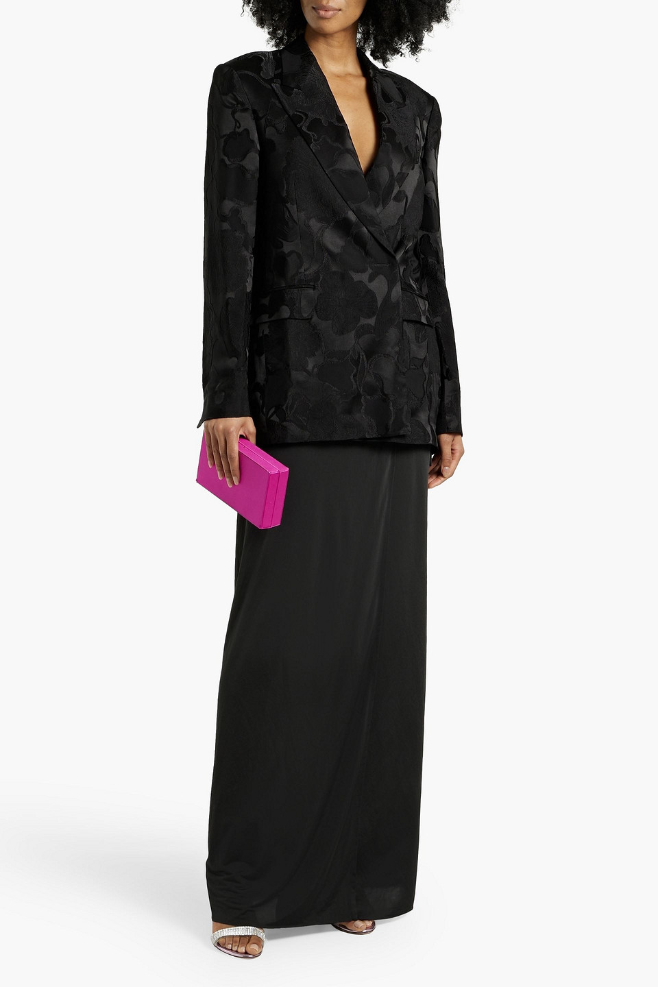 Shop Dries Van Noten Satin Maxi Wrap Skirt In Black