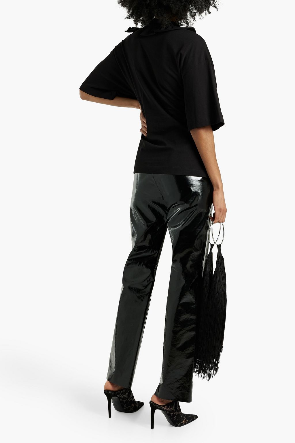 DRIES VAN NOTEN Appliquéd ruffled cotton-jersey top
