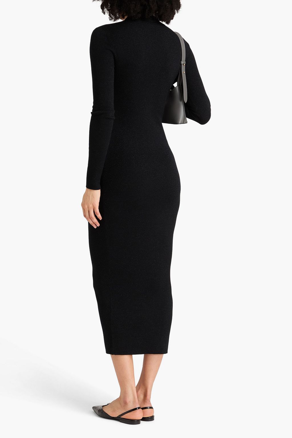 MAX MARA Midikleid aus einer gerippten Wollmischung mit Metallic-Effekt