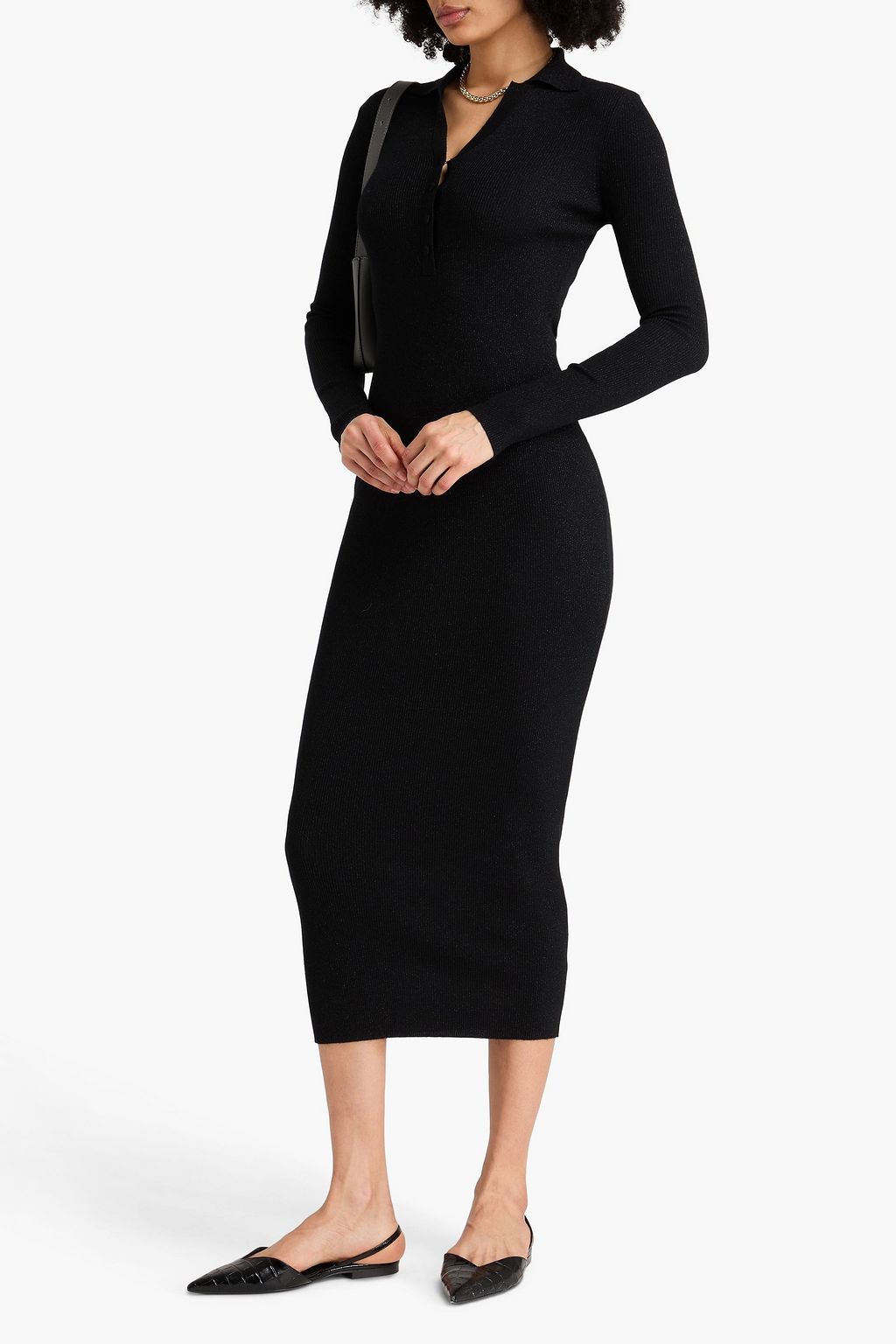 MAX MARA Midikleid aus einer gerippten Wollmischung mit Metallic-Effekt