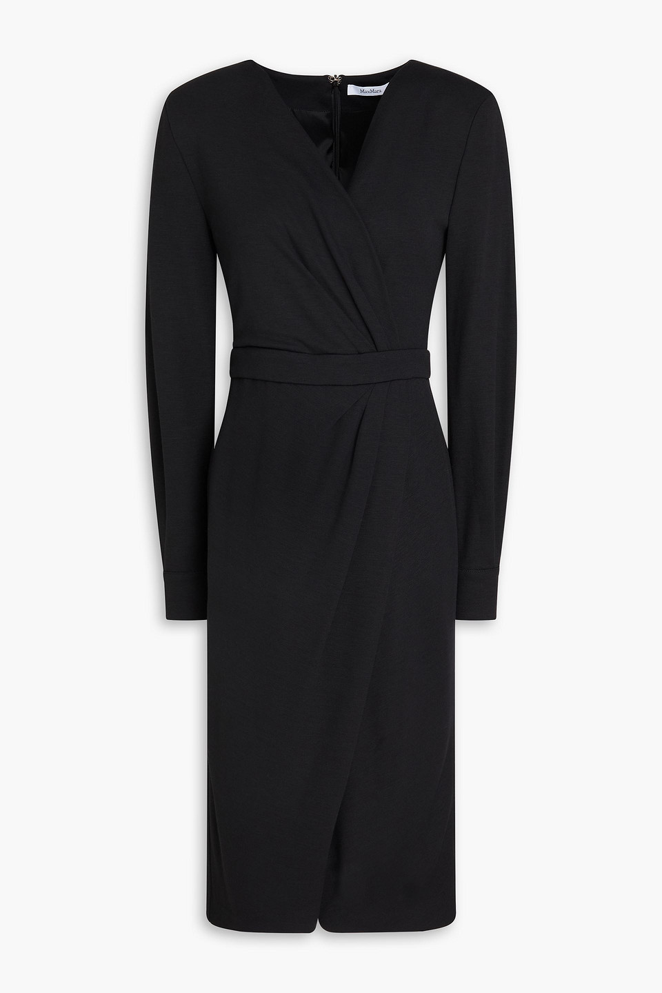 max mara - virtus wrap-effect jersey dress - black - it 36