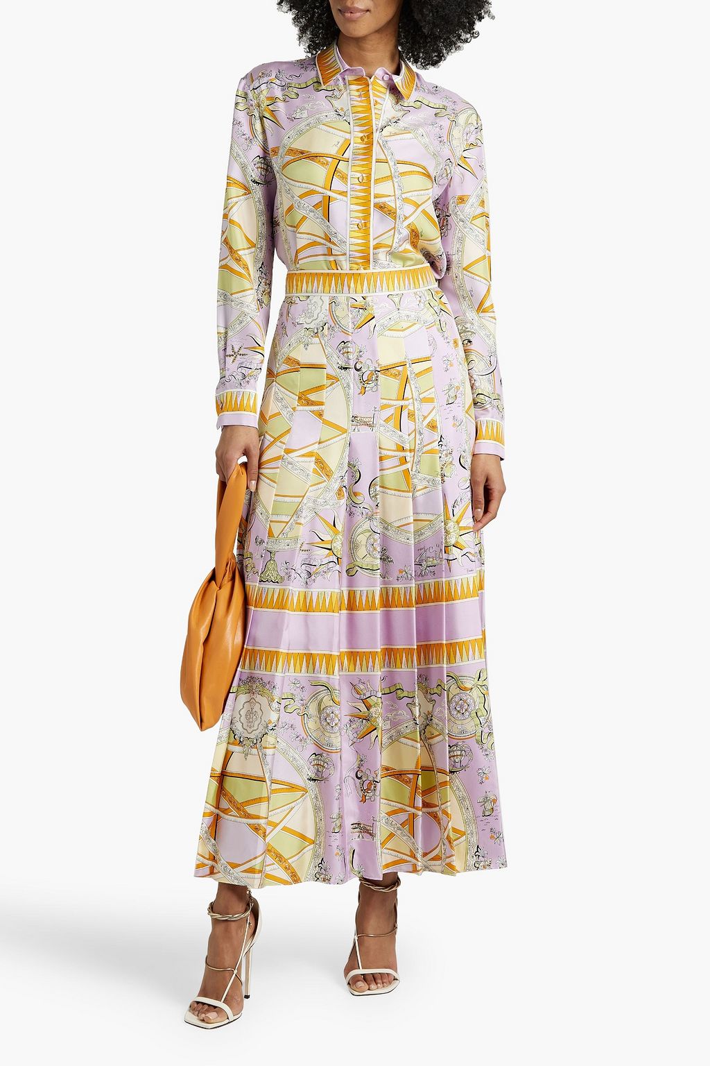PUCCI Pleated printed silk-twill maxi skirt
