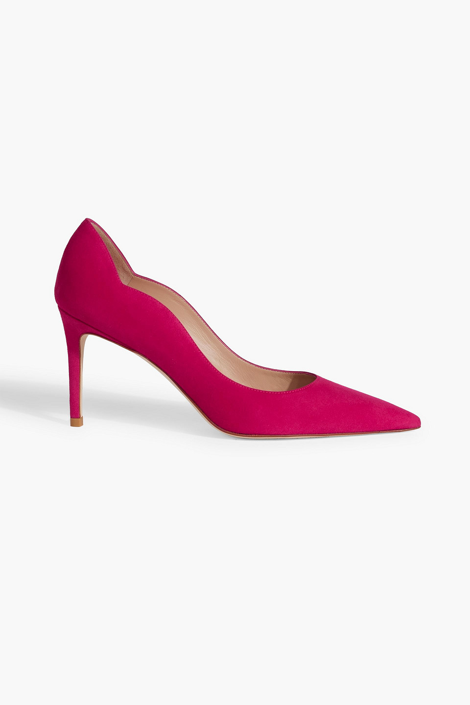 Stuart Weitzman Stuart 85mm Suede Scallop Pumps In Azalea