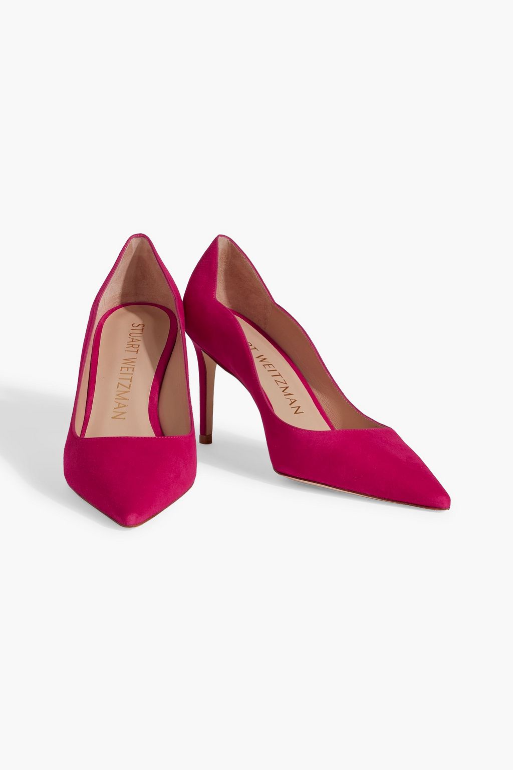 STUART WEITZMAN Stuart 85 scalloped suede pumps THE OUTNET