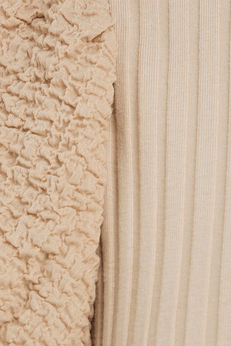 Mother Of Pearl Ribbed Jersey Top In Sand