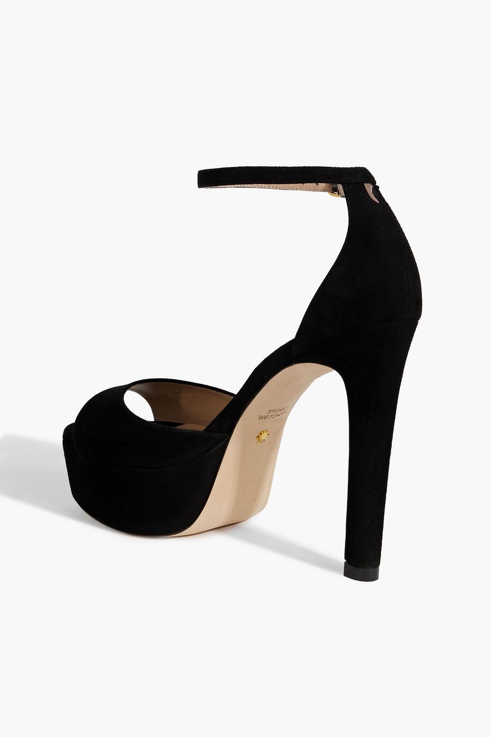 Shop Stuart Weitzman Disco Suede Platform Sandals In Black