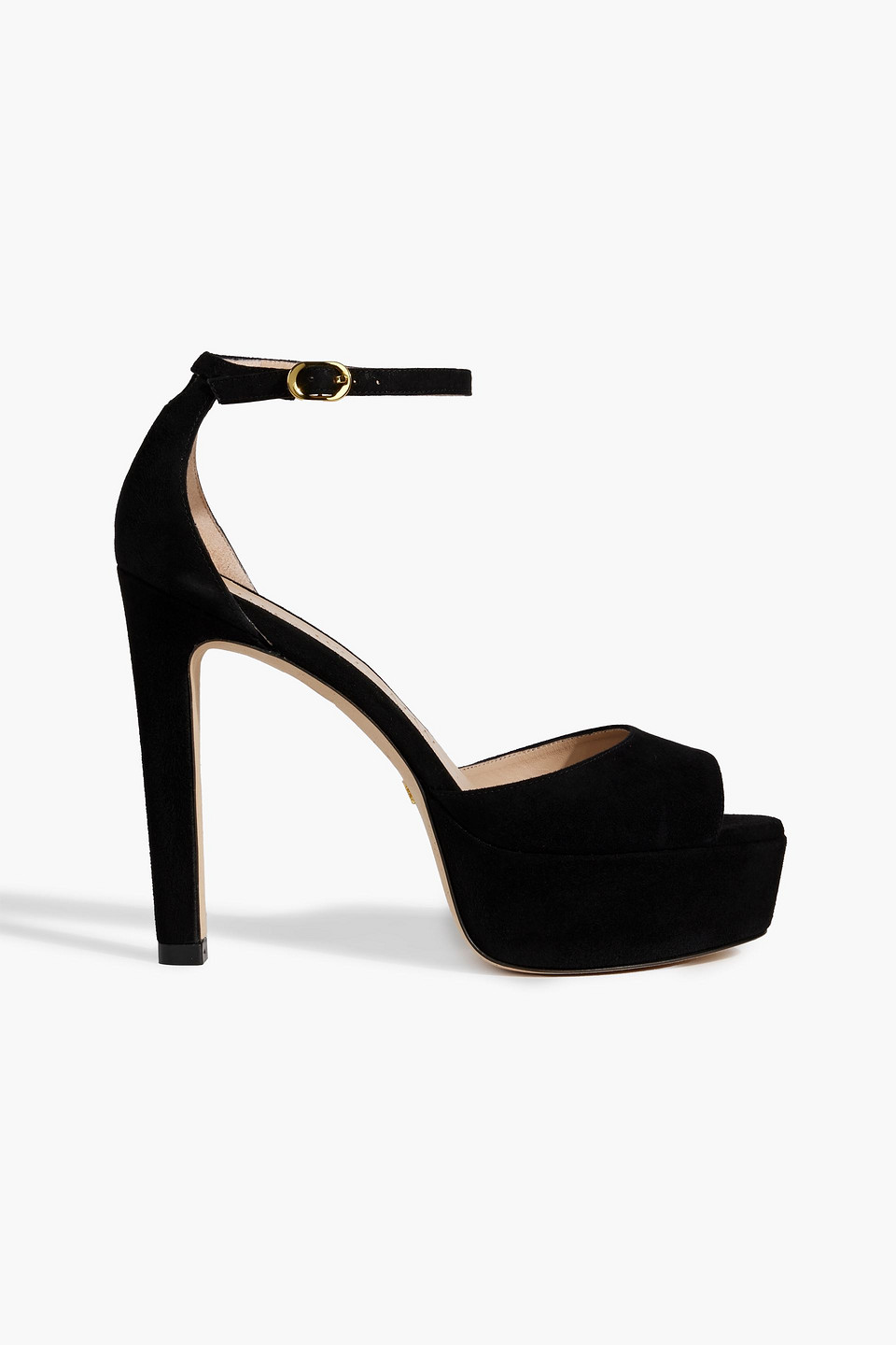 Stuart Weitzman Disco Suede Platform Sandals In Black