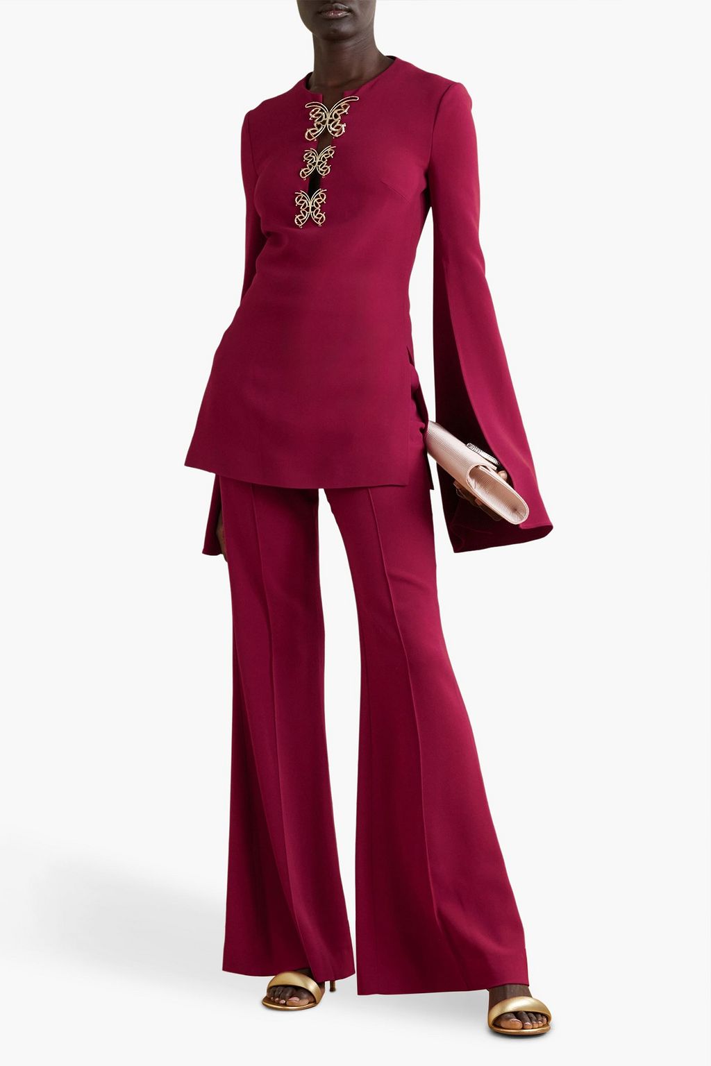 ELIE SAAB بنطلون من الكريب بقصة واسعة من الأسفل
