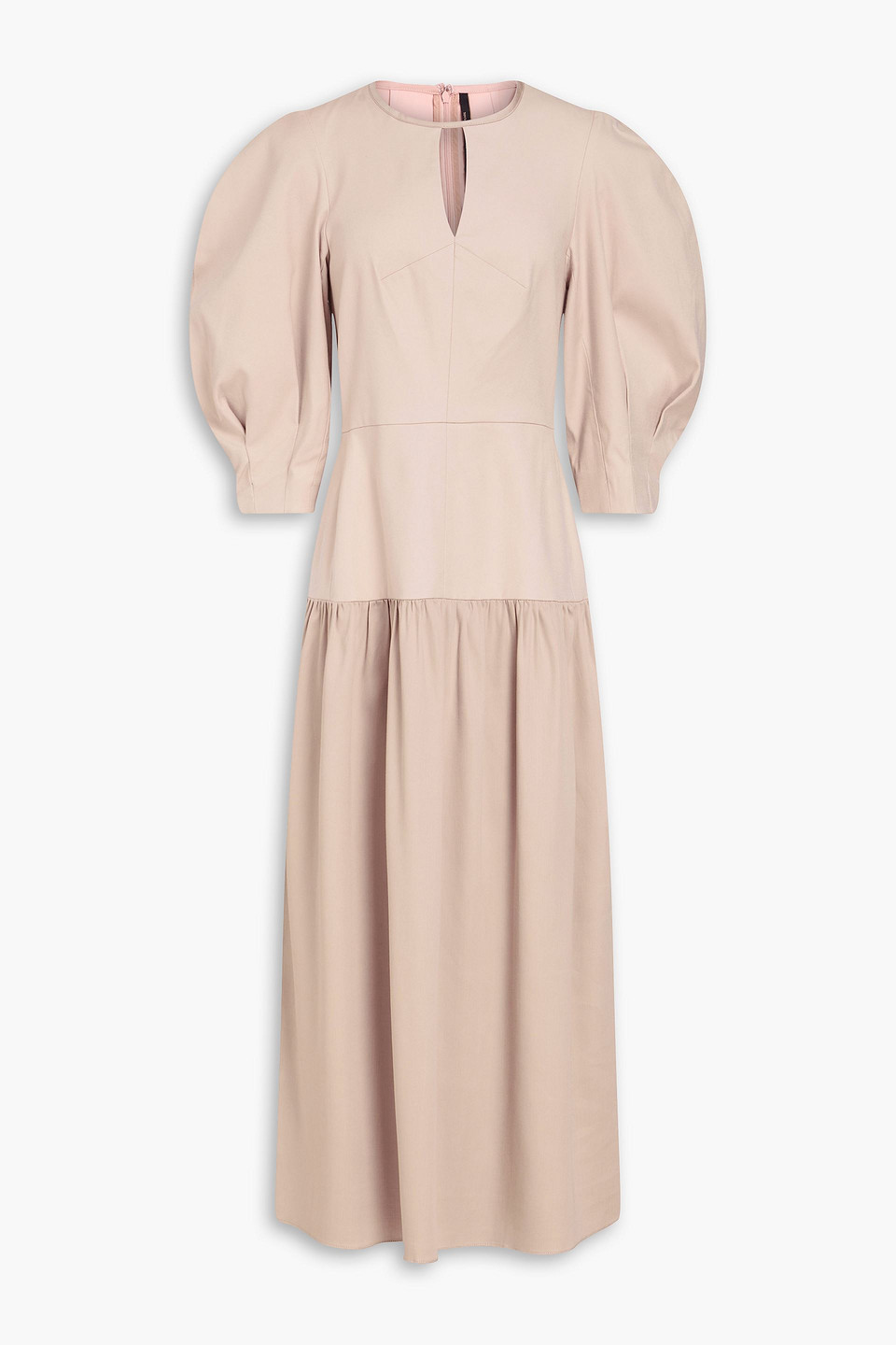 Mother Of Pearl Gathered Lyocell-blend Midi Dress In Neutral