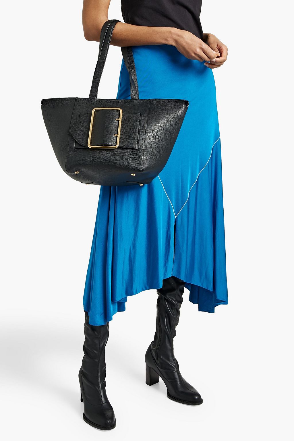 SIMKHAI Logan buckled pebbled-leather tote