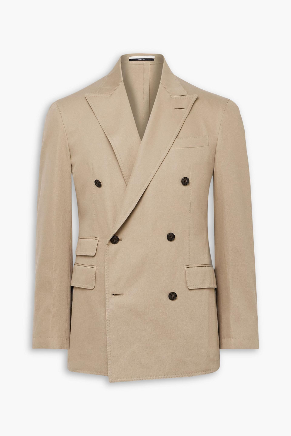dunhill - cavendish double-breasted cotton and cashmere-blend twill suit jacket - neutral - it 48