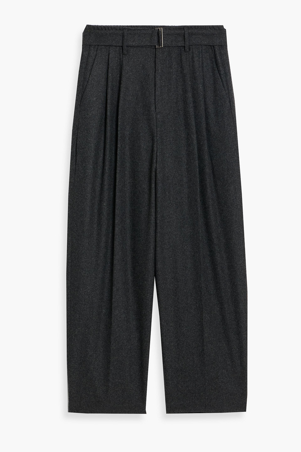 Le 17 Septembre Belted Tapered Wool-blend Felt Pants In Gray