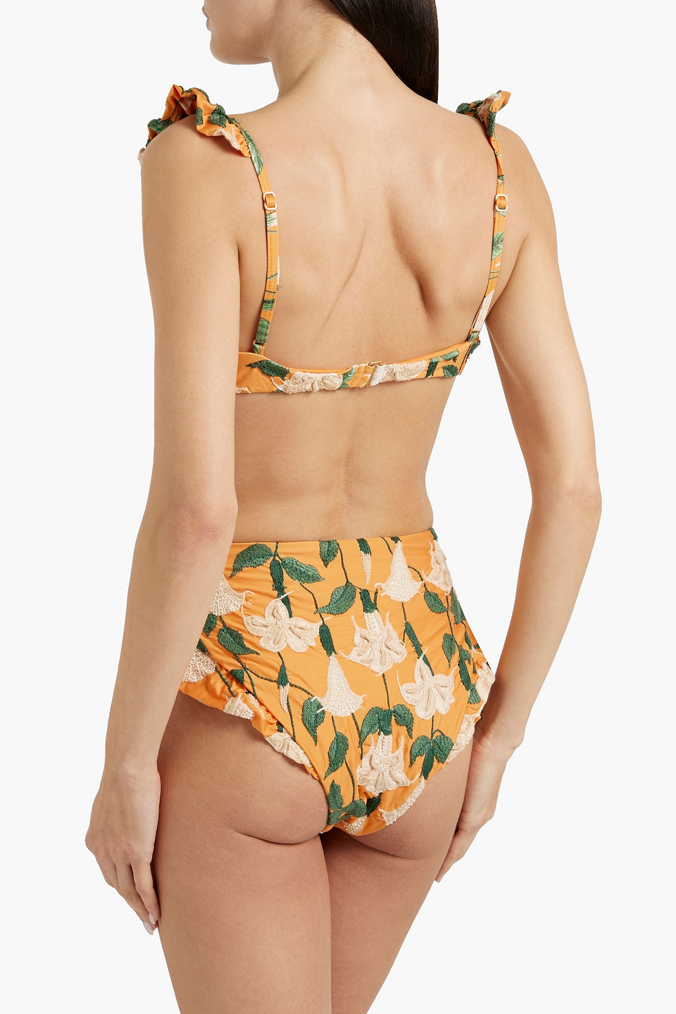 Shop Agua By Agua Bendita Jengibre Sabanero Dorado Embroidered High-rise Bikini Briefs In Orange