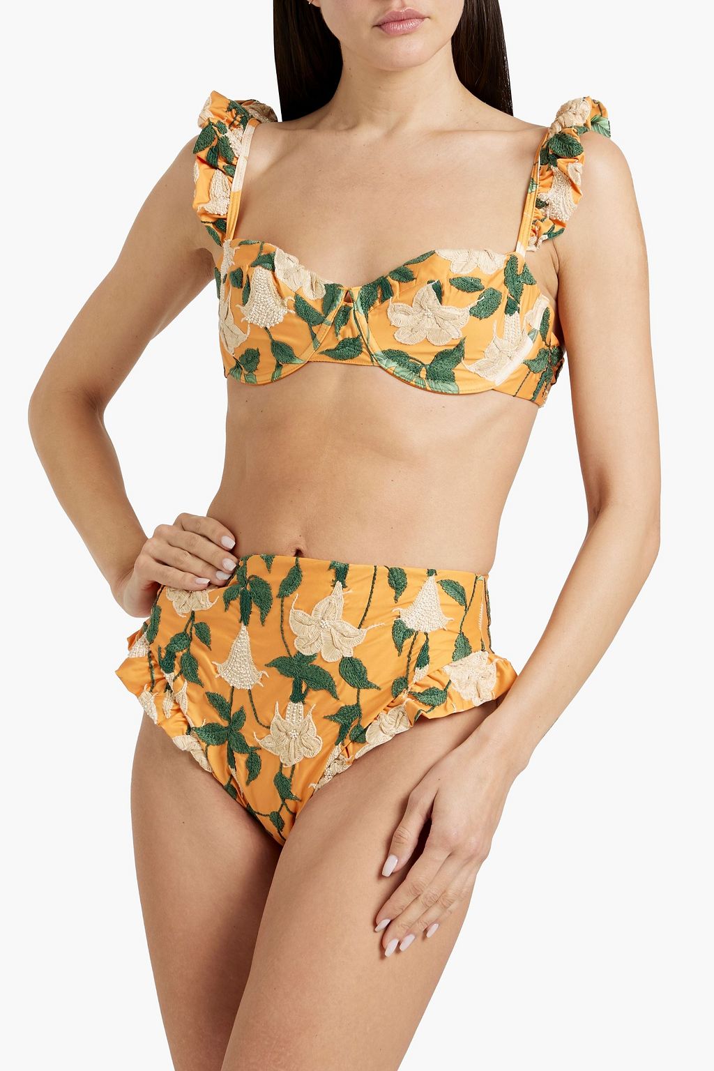 AGUA BY AGUA BENDITA Jengibre Sabanero Dorado embroidered high-rise bikini briefs