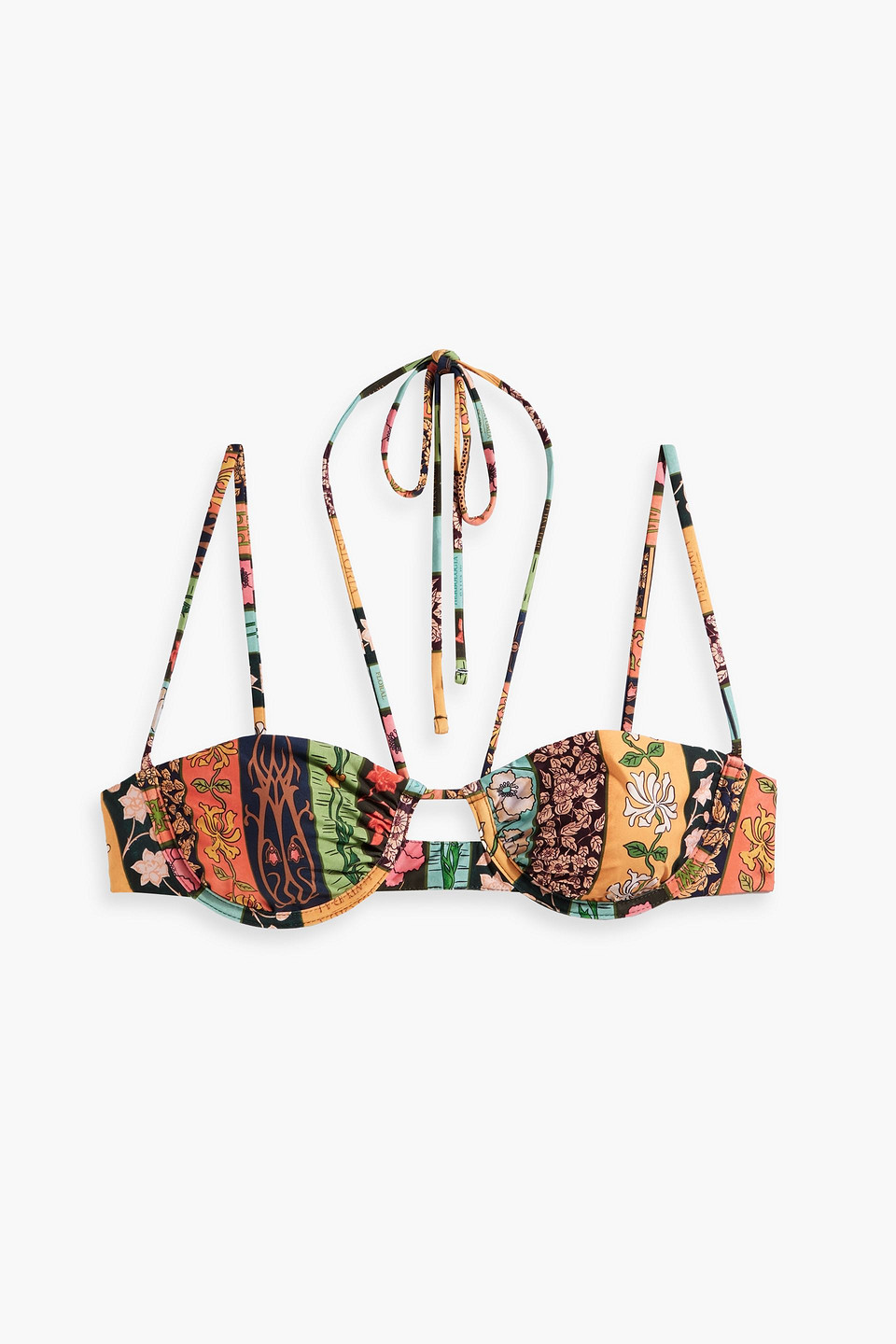 Agua By Agua Bendita Soya Libros Floral-print Underwired Bikini Top In Orange