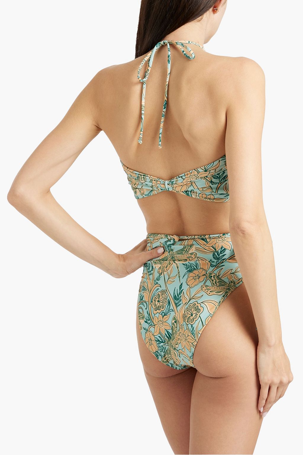 AGUA BY AGUA BENDITA Amatista Vuelo Dia cutout floral-print halterneck bikini top