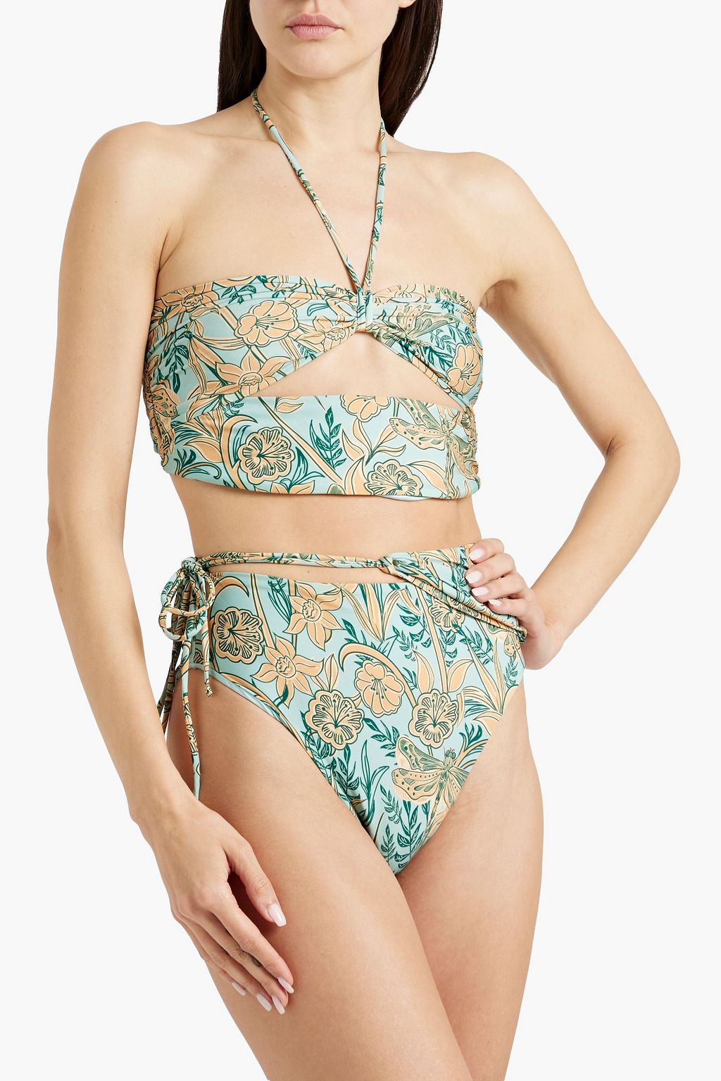 AGUA BY AGUA BENDITA Amatista Vuelo Dia cutout floral-print halterneck bikini top