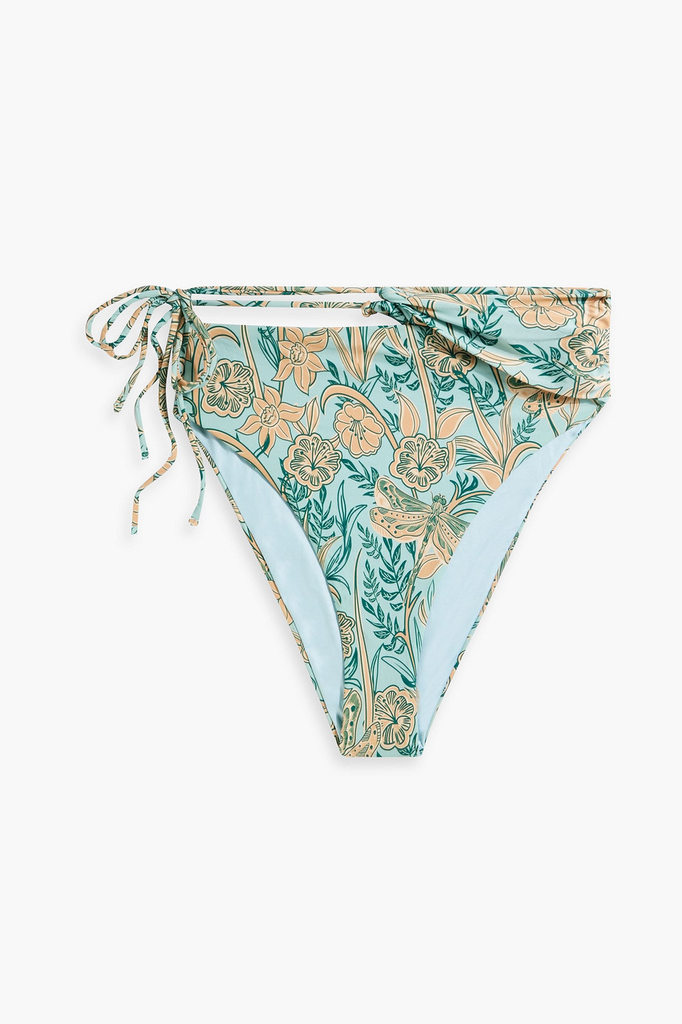 Agua By Agua Bendita Sepia Vuelo Dia Floral-print High-rise Bikini Briefs In Mint