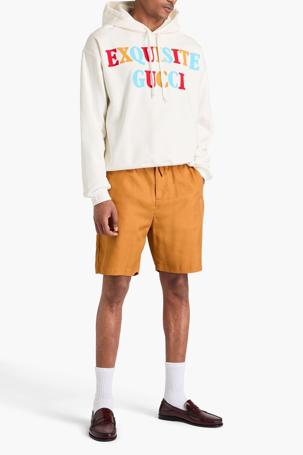 GUCCI Printed French cotton-terry hoodie