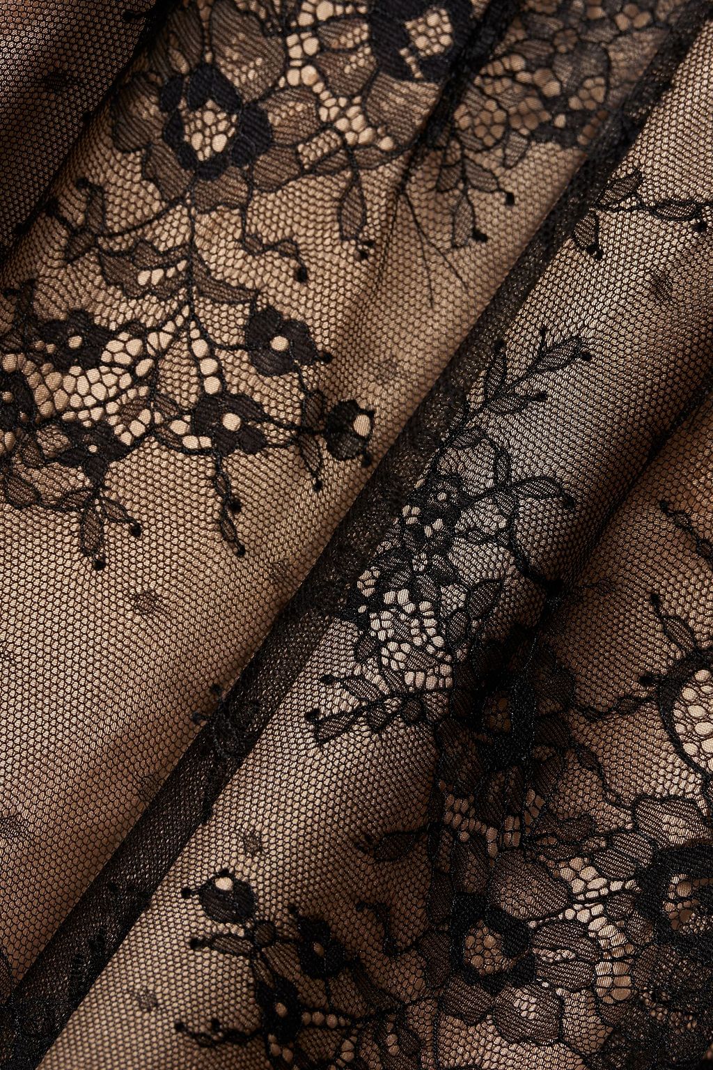 OSCAR DE LA RENTA Pleated Chantilly lace dress