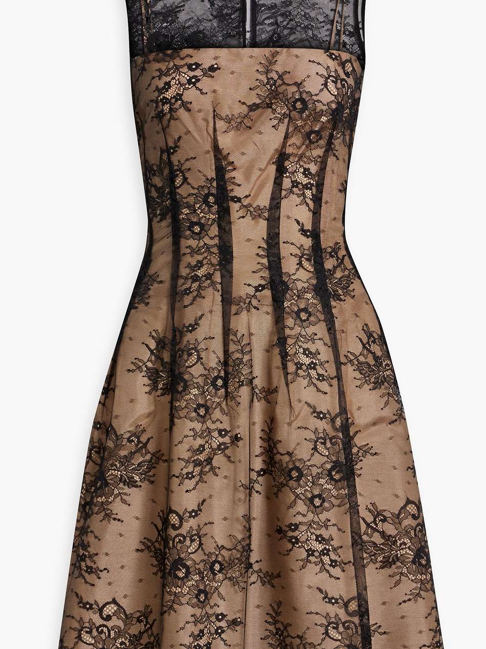 pleated chantilly lace dress
