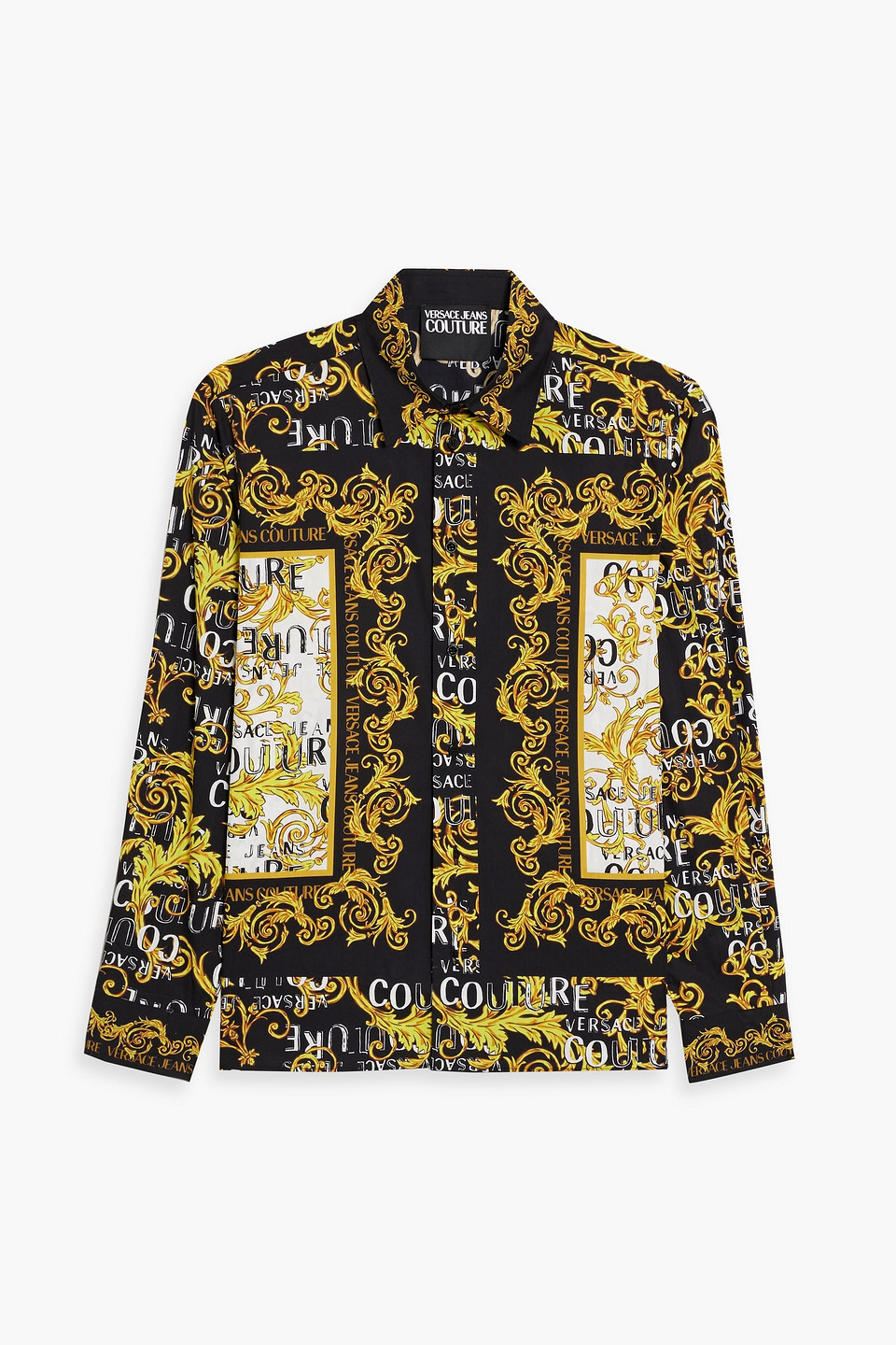 Versace Printed Cotton-poplin Shirt In Yellow