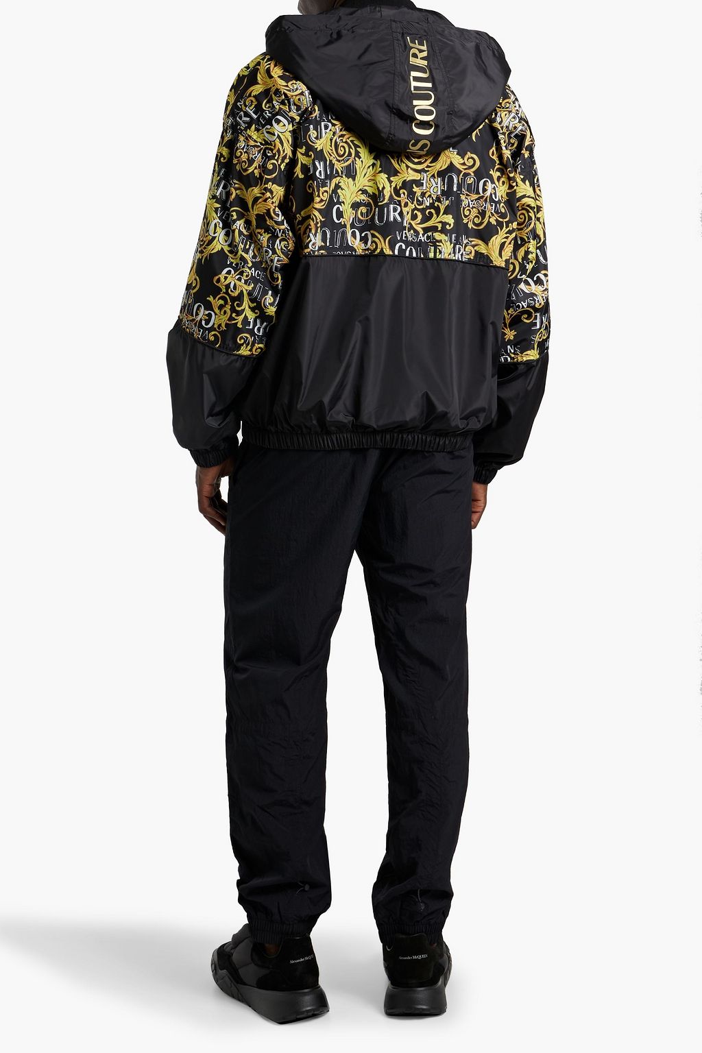 VERSACE JEANS COUTURE Printed shell half-zip hooded jacket