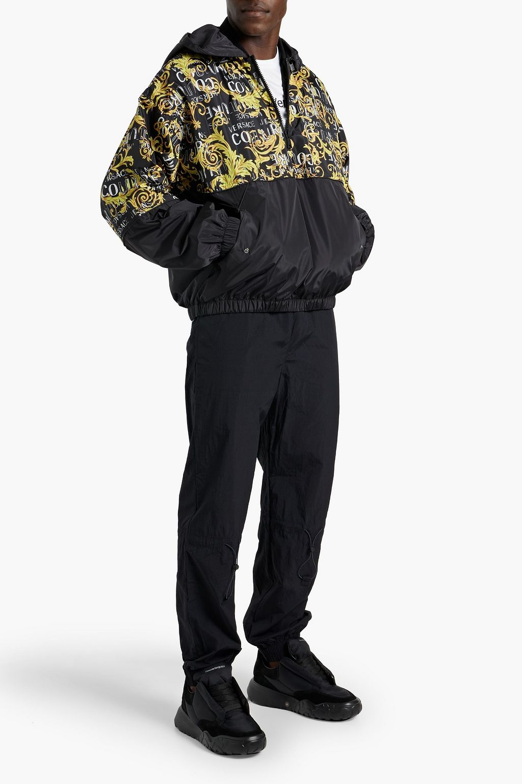VERSACE JEANS COUTURE Printed shell half-zip hooded jacket