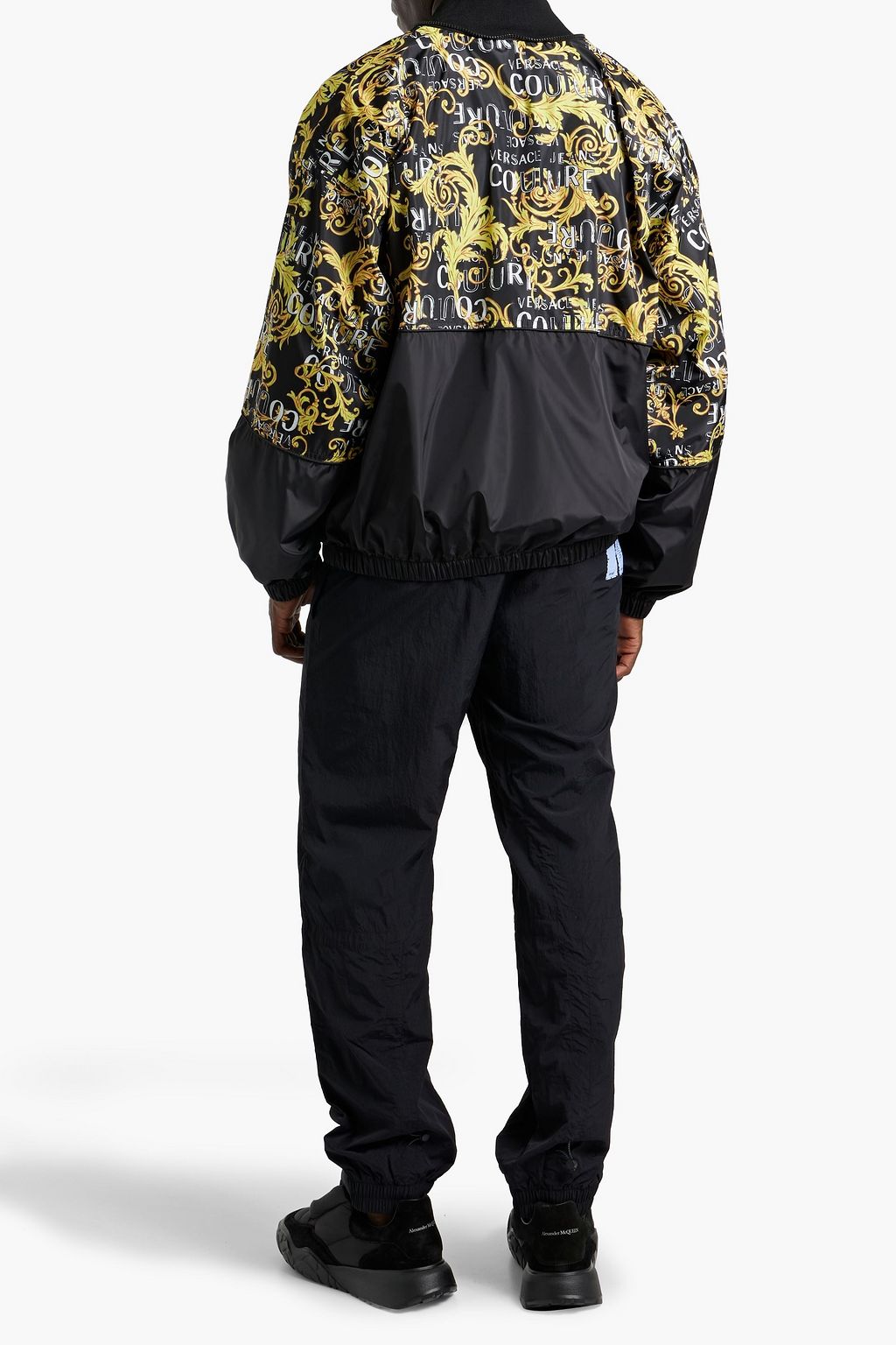 VERSACE JEANS COUTURE Printed shell half-zip hooded jacket