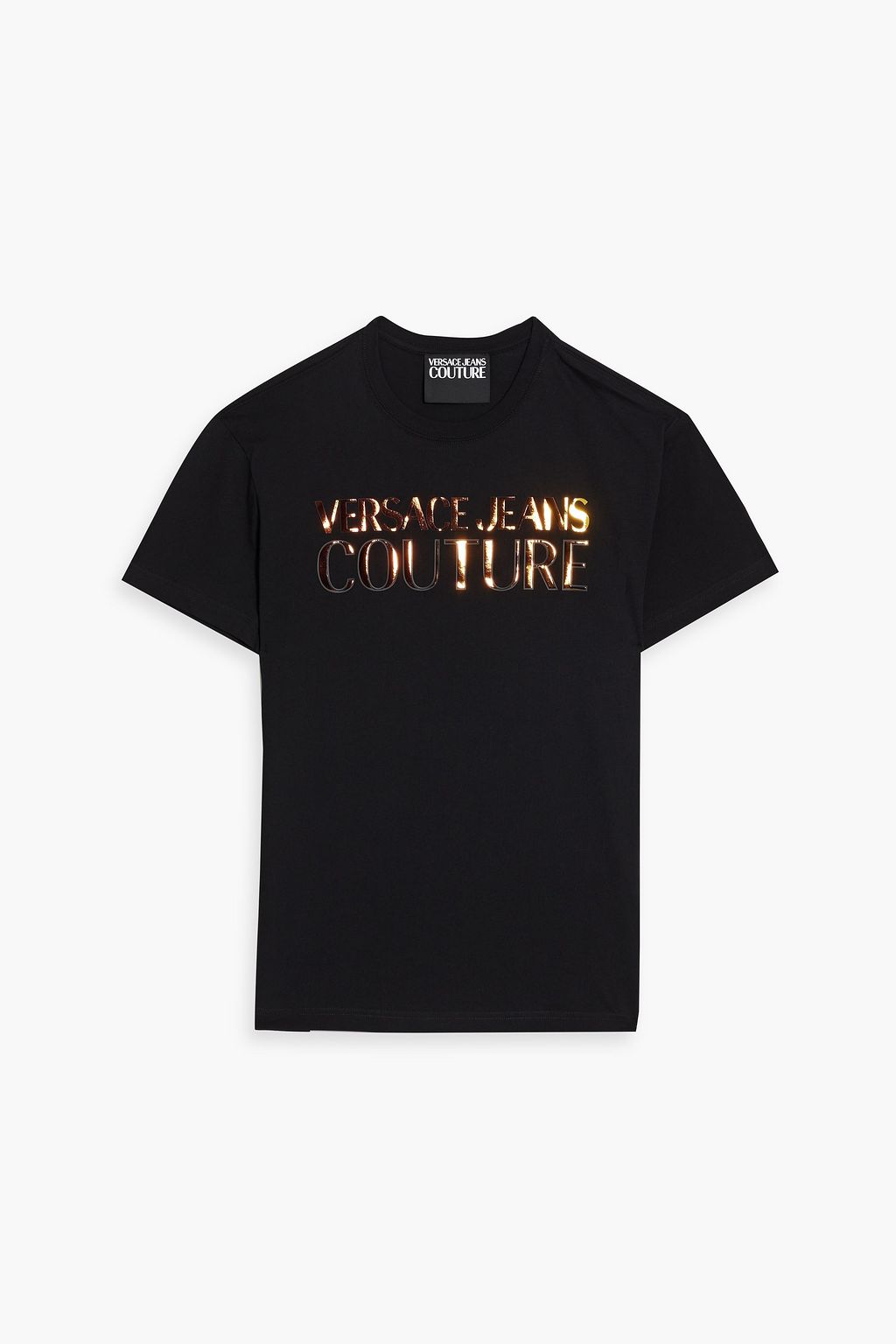 Logo appliqued cotton jersey T shirt black S