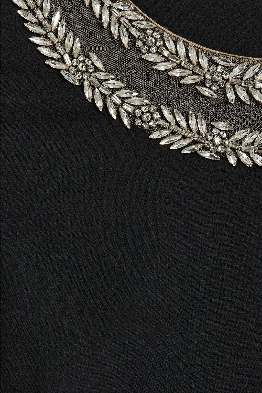OSCAR DE LA RENTA Crystal-embellished silk-blend blouse