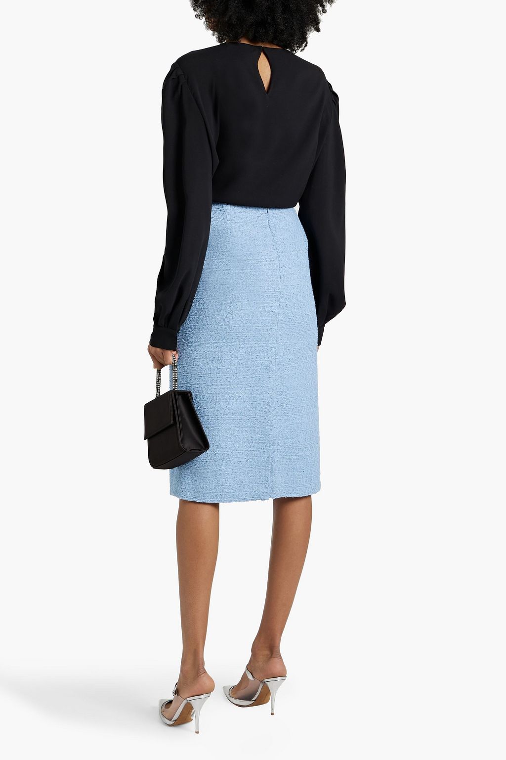 OSCAR DE LA RENTA Crystal-embellished silk-blend blouse