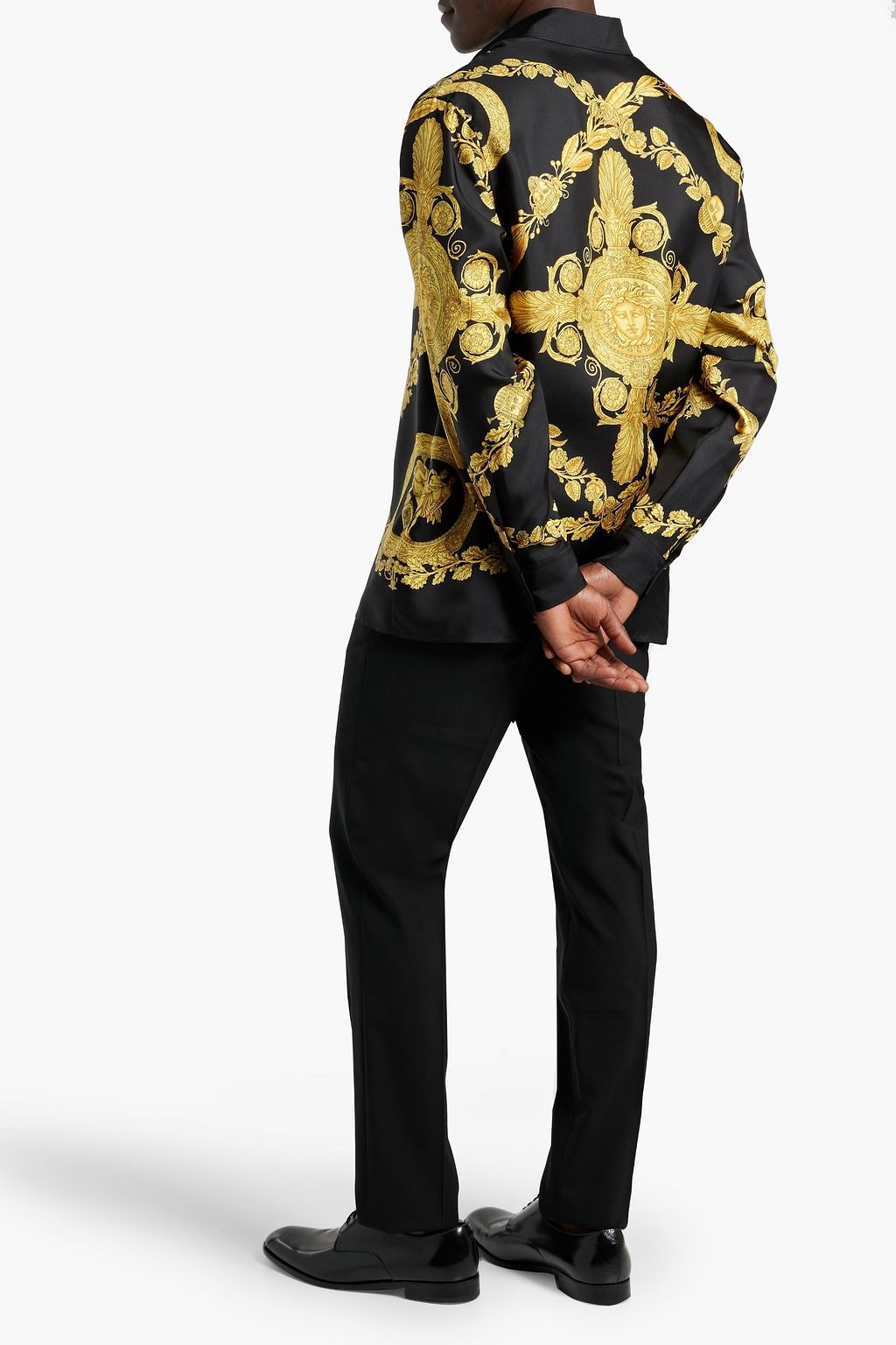 VERSACE Printed silk-twill shirt