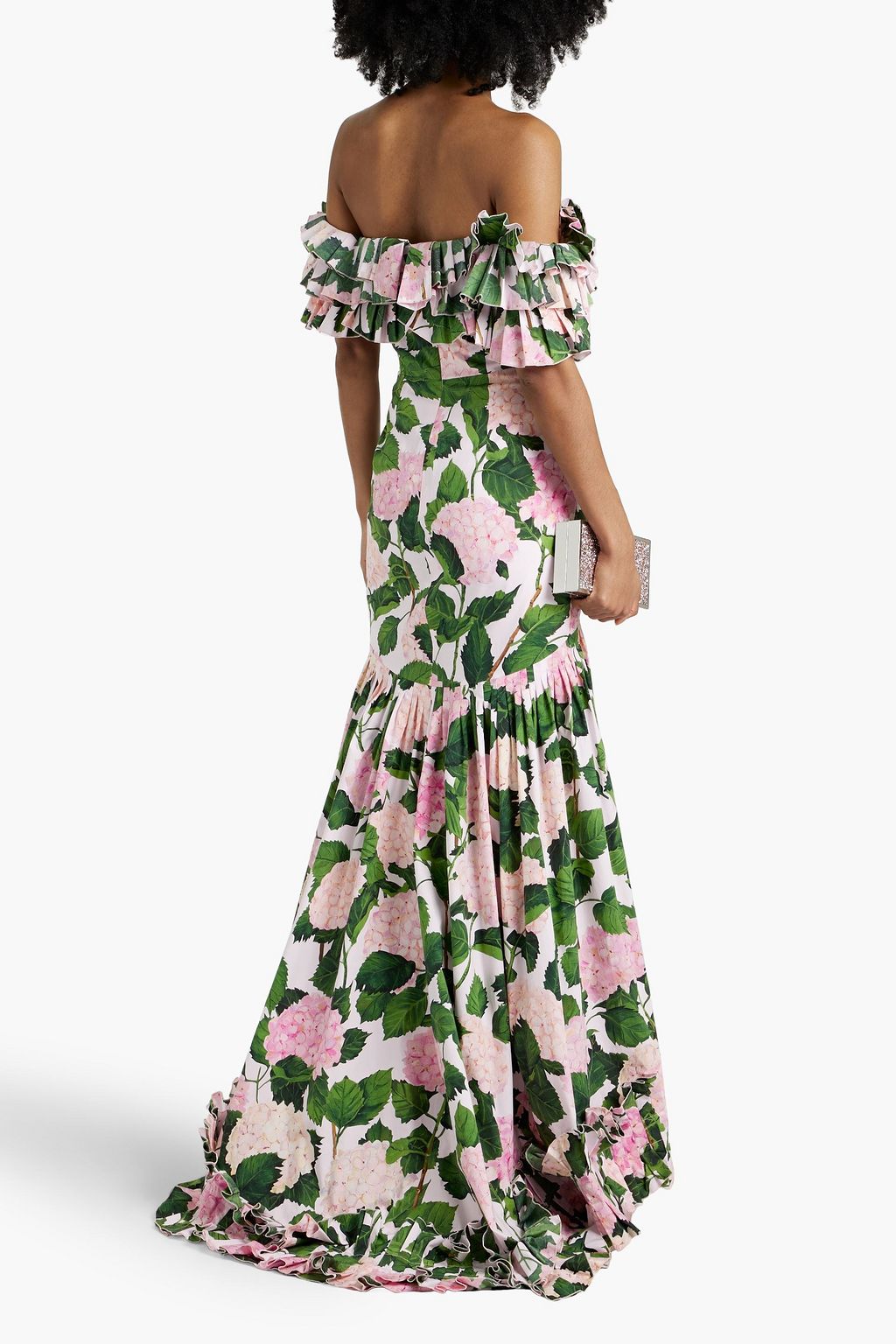 OSCAR DE LA RENTA Schulterfreie Robe aus Popeline aus einer Baumwollmischung mit Blumenprint