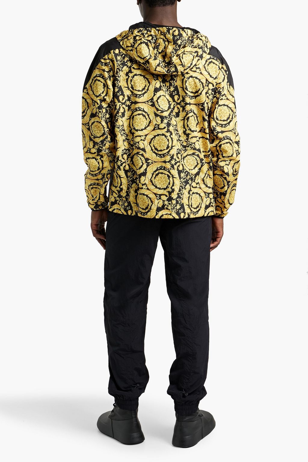 VERSACE Printed shell half-zip hooded jacket