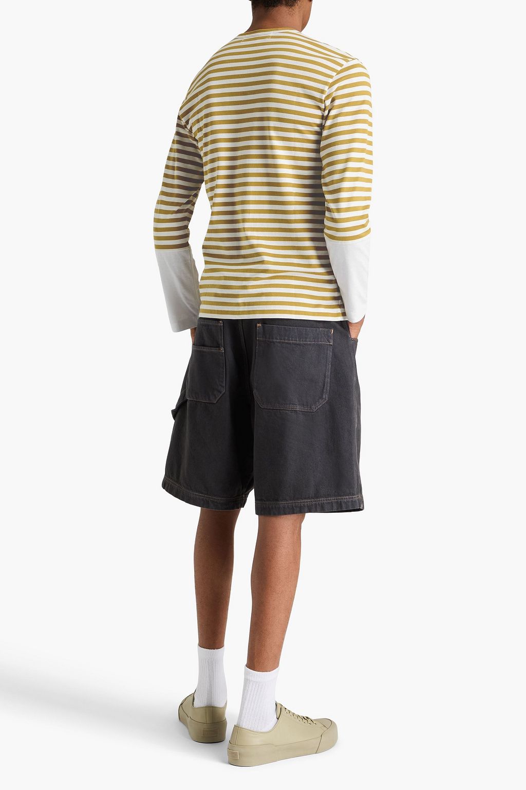 COMME DES GARÇONS PLAY Appliquéd striped cotton-jersey T-shirt