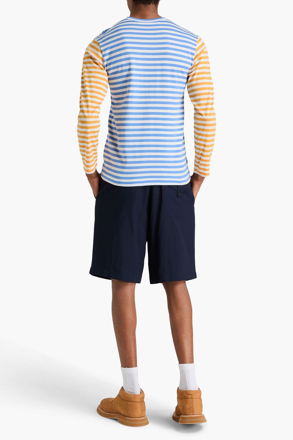 COMME DES GARÇONS PLAY Appliquéd striped cotton-jersey T-shirt