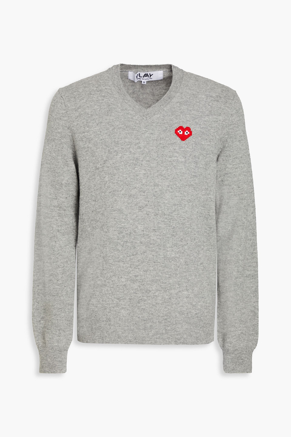 Comme Des Garçons Play V-neck Wool Jumper In Gray
