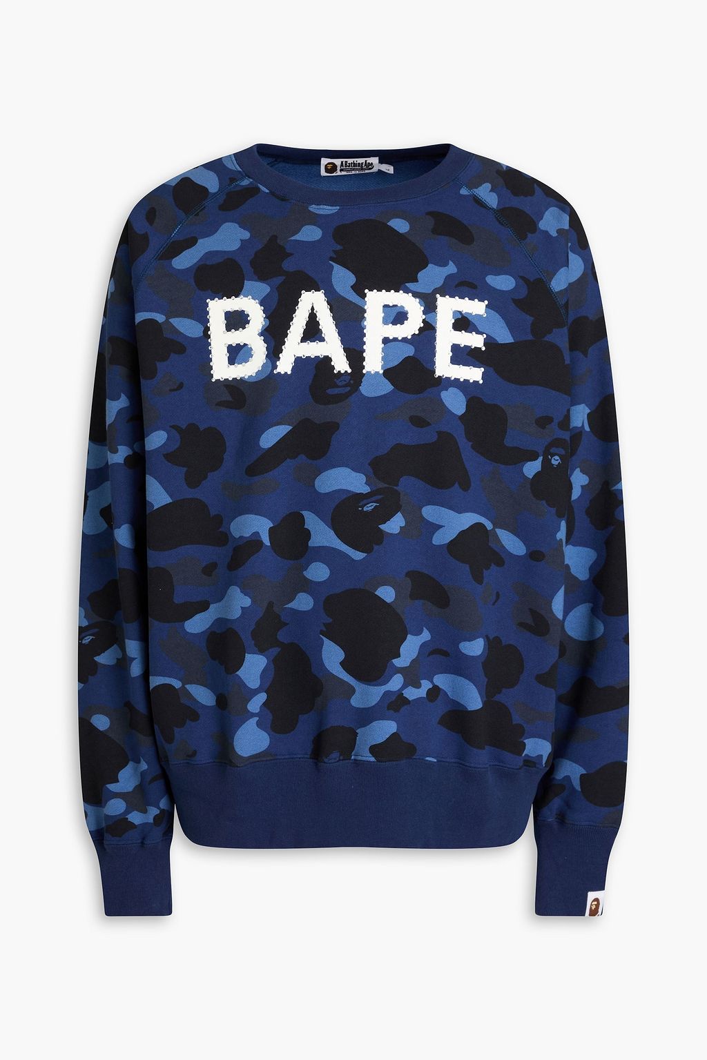 A BATHING APE Crystal embellished camouflage print cotton fleece sweatshirt THE OUTNET