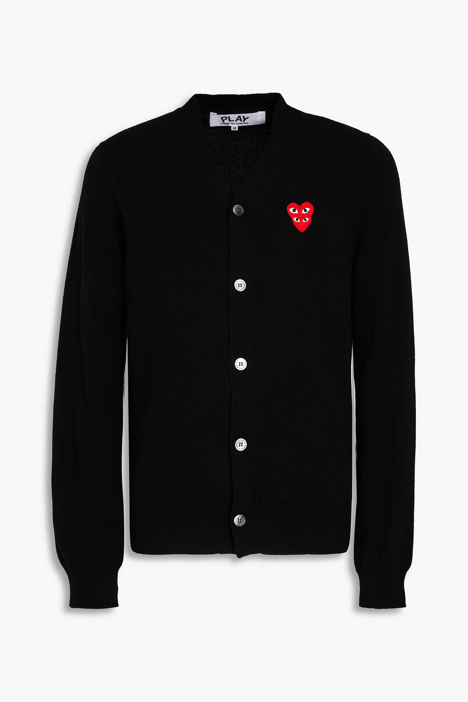 COMME DES GARÇONS PLAY APPLIQUÉD WOOL CARDIGAN