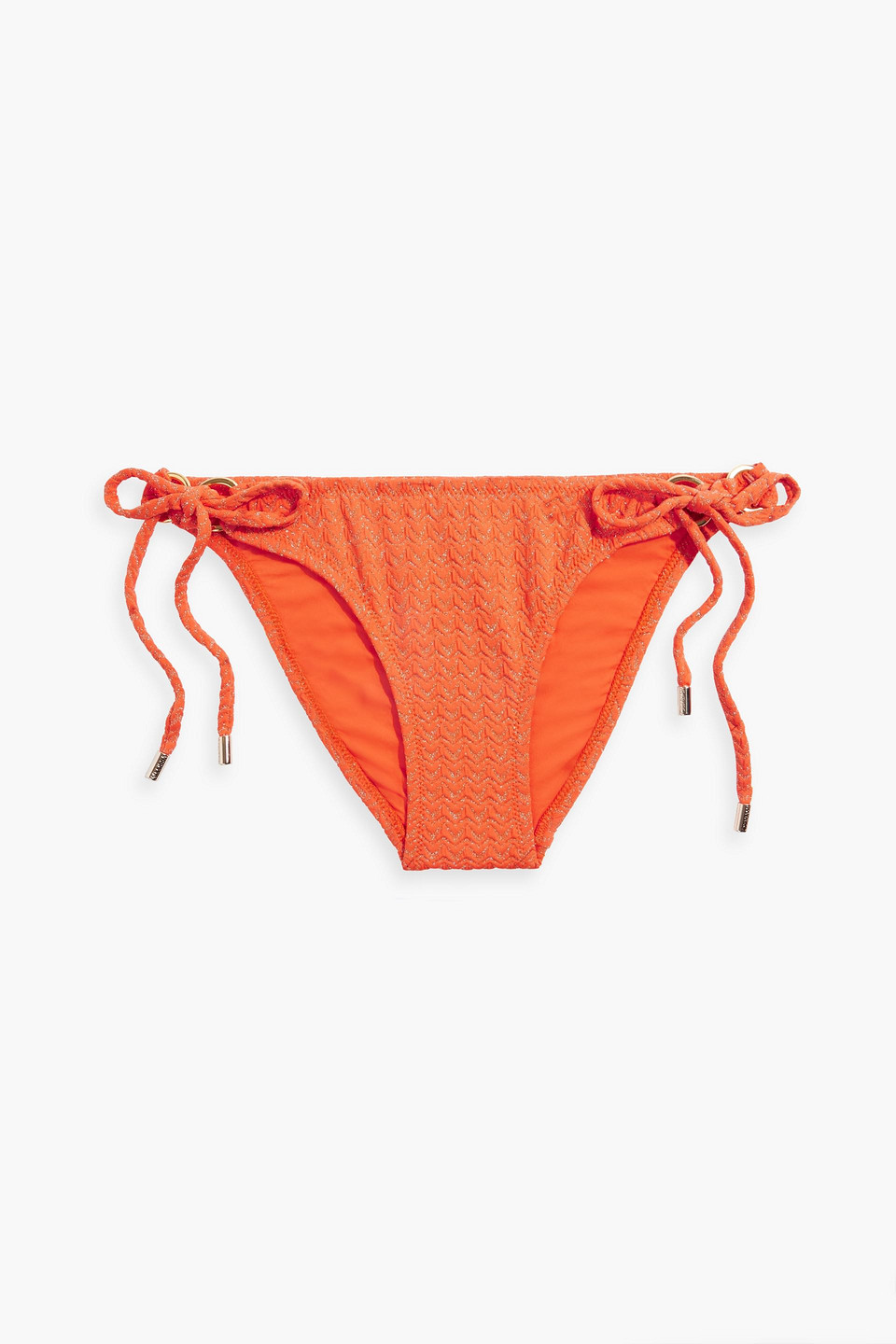 Melissa Odabash Venice Metallic Jacquard Low-rise Bikini Briefs In Orange