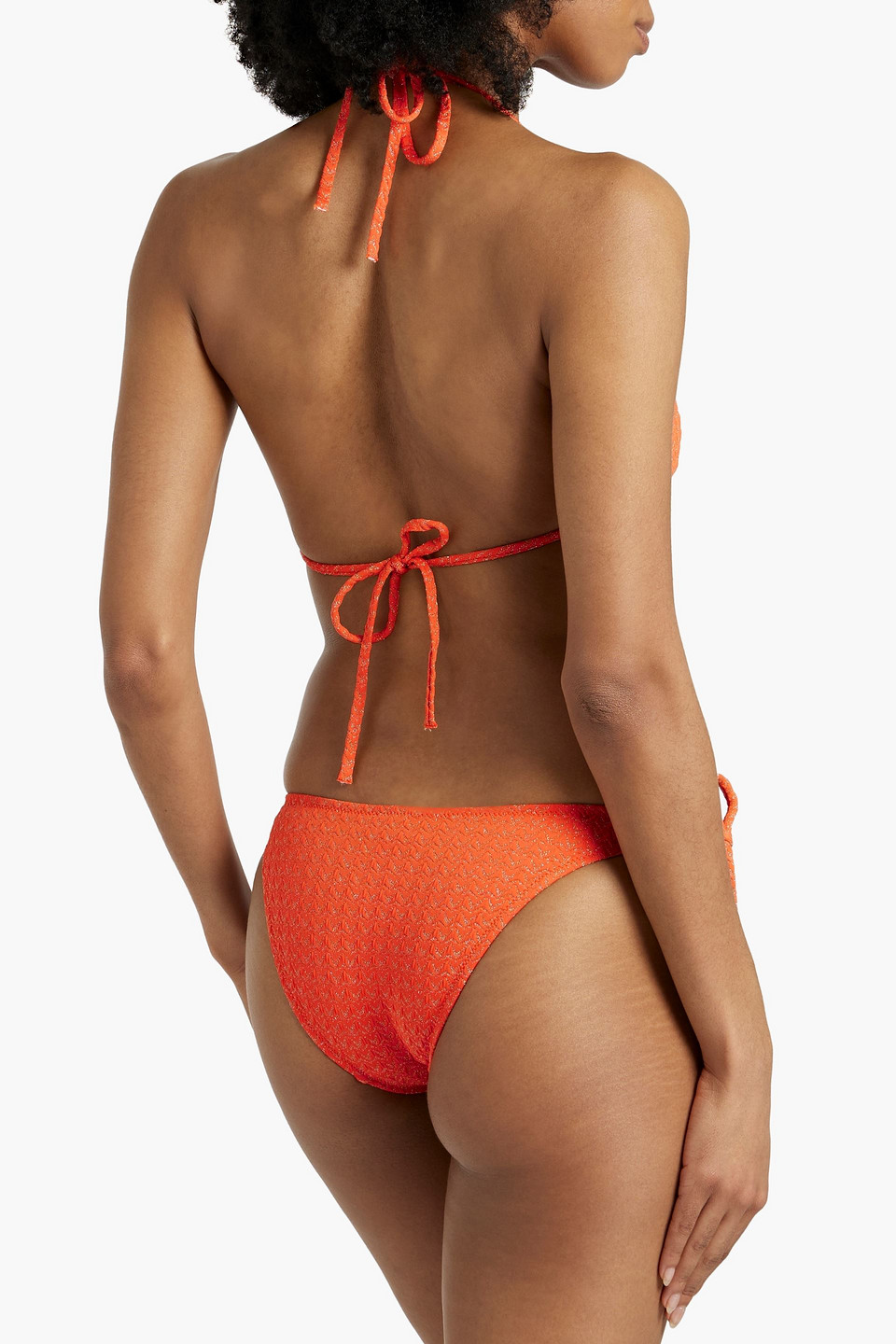 Shop Melissa Odabash Venice Metallic Jacquard Triangle Bikini Top In Orange