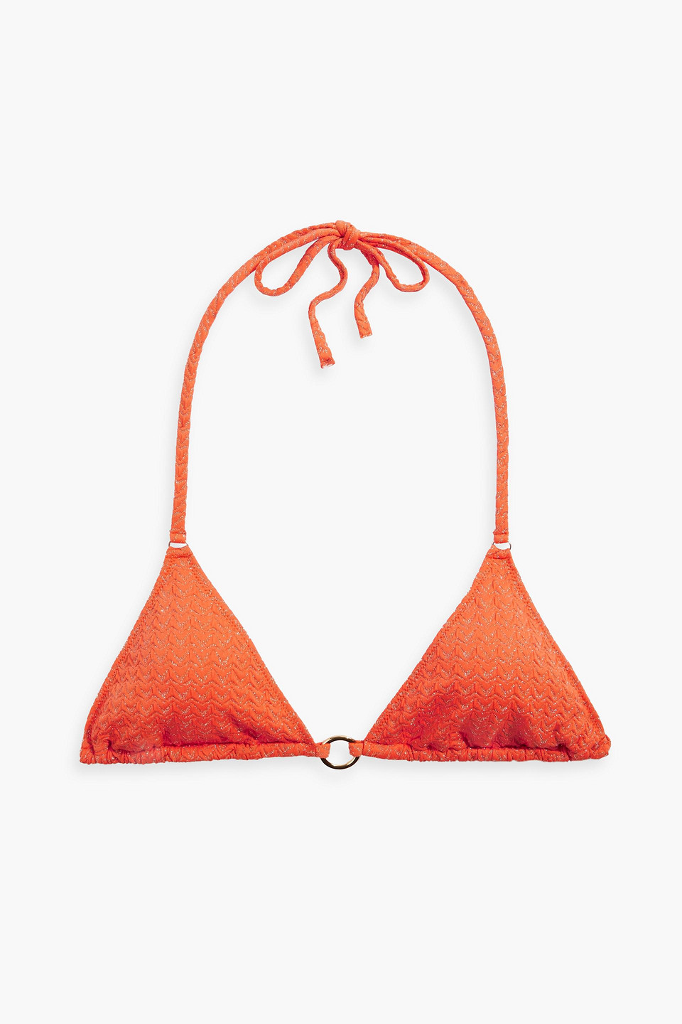 Melissa Odabash Venice Textured Metallic Bikini Top In Orange