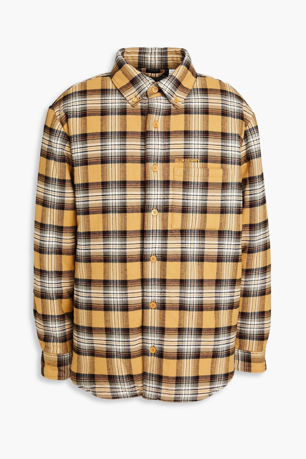 Checked cotton flannel overshirt camel S