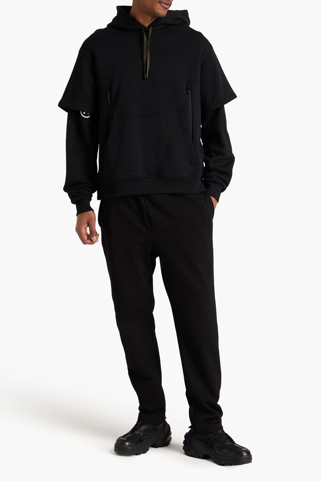 ACRONYM Layered printed cotton-fleece hoodie