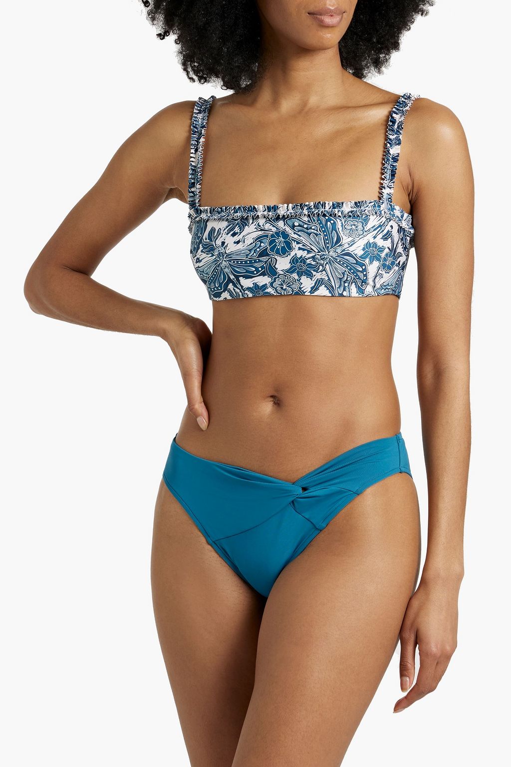 AGUA BY AGUA BENDITA Olmo Libelulas Noche ruffle-trimmed printed bikini top