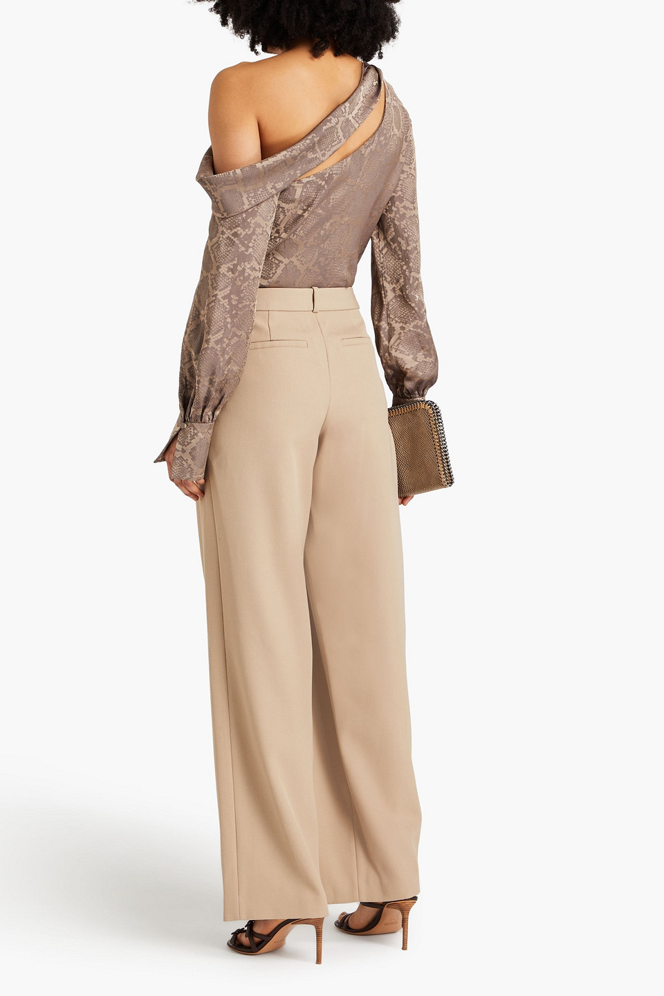 SIMKHAI TAYLER PLEATED WOOL-BLEND TWILL WIDE-LEG PANTS
